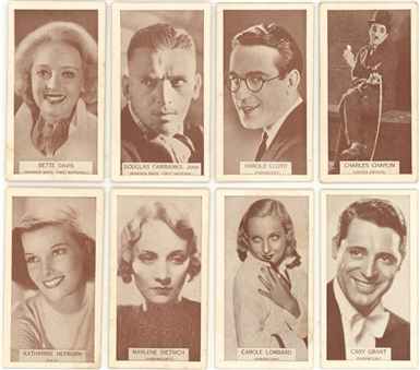 1934 W.D. & H.O. Wills "Famous Film Stars - Small" Complete Set (100) – Featuring Charlie Chaplin and Laurel & Hardy